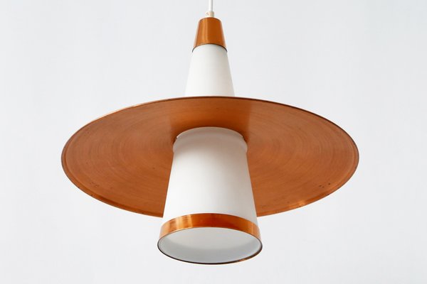 Copper & Opaline Glass Sputnik Ceiling Lamp, 1950s-WPT-568030