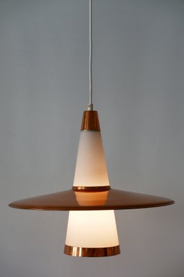 Copper & Opaline Glass Sputnik Ceiling Lamp, 1950s-WPT-568030