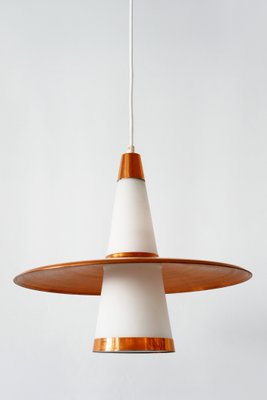 Copper & Opaline Glass Sputnik Ceiling Lamp, 1950s-WPT-568030