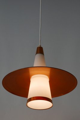 Copper & Opaline Glass Sputnik Ceiling Lamp, 1950s-WPT-568030