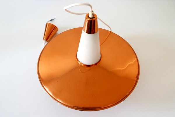 Copper & Opaline Glass Sputnik Ceiling Lamp, 1950s-WPT-568030