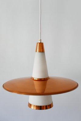 Copper & Opaline Glass Sputnik Ceiling Lamp, 1950s-WPT-568030