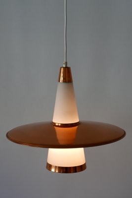 Copper & Opaline Glass Sputnik Ceiling Lamp, 1950s-WPT-568030