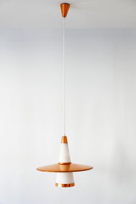 Copper & Opaline Glass Sputnik Ceiling Lamp, 1950s-WPT-568030