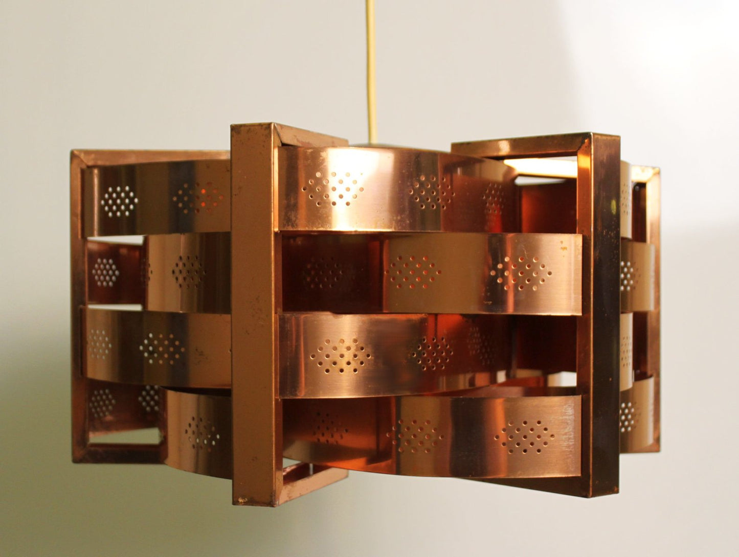 Copper Pendant Light by Werner Schou for Coronell Electro, Denmark, 1969