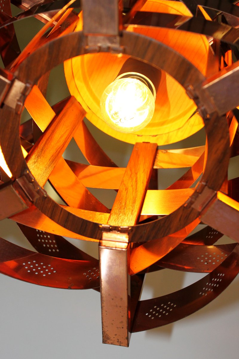 Copper Pendant Light by Werner Schou for Coronell Electro, Denmark, 1969