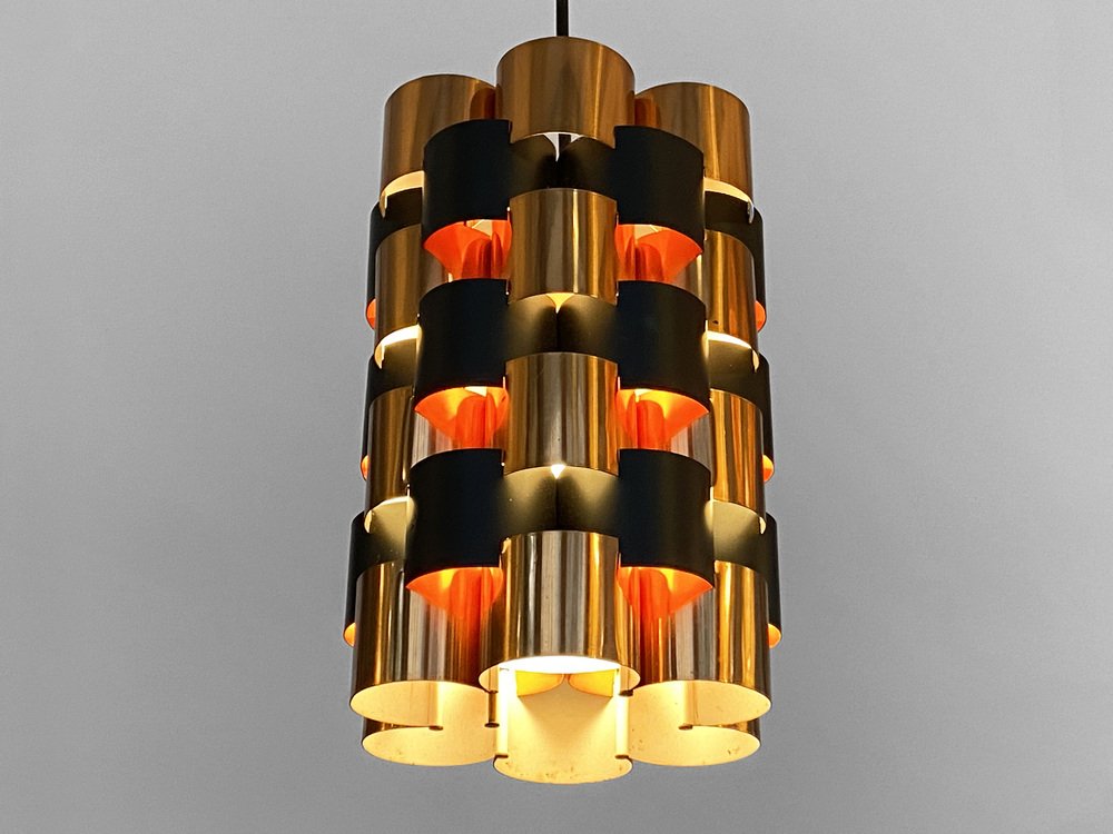 Copper Pendant Light by Werner Schou for Coronell Elektro, Denmark, 1960s