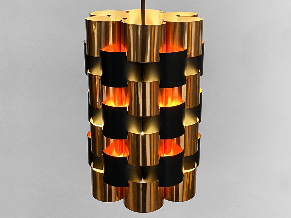 Copper Pendant Light by Werner Schou for Coronell Elektro, Denmark, 1960s