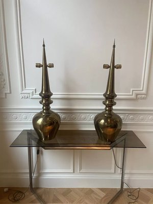 Copper-Plated Metal Table Lamps 1980s, Set of 2-JG-1761035