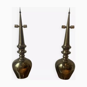 Copper-Plated Metal Table Lamps 1980s, Set of 2-JG-1761035