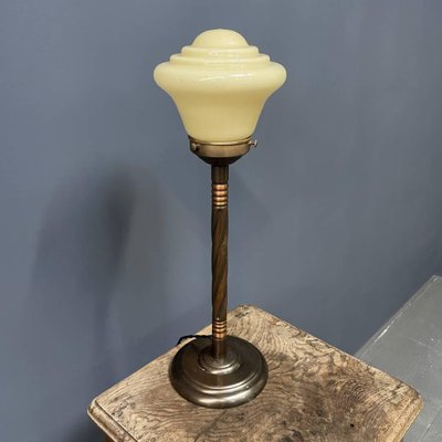 Copper Table Lamp with Glass Shade-NPL-1798486