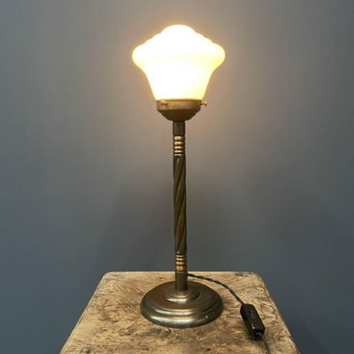 Copper Table Lamp with Glass Shade-NPL-1798486