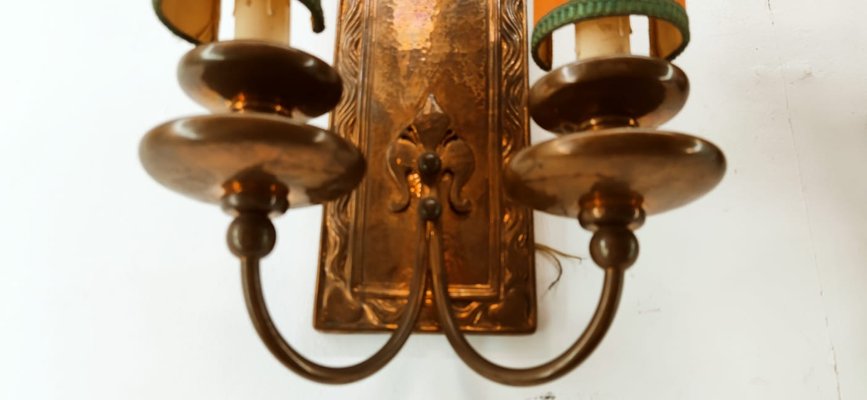 Coppered Brass Wall Sconce with small fans-QLH-1347945