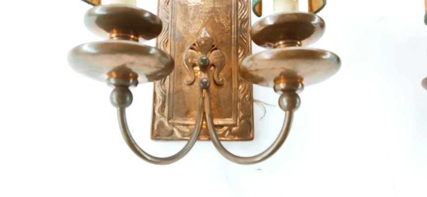 Coppered Brass Wall Sconce with small fans-QLH-1347945