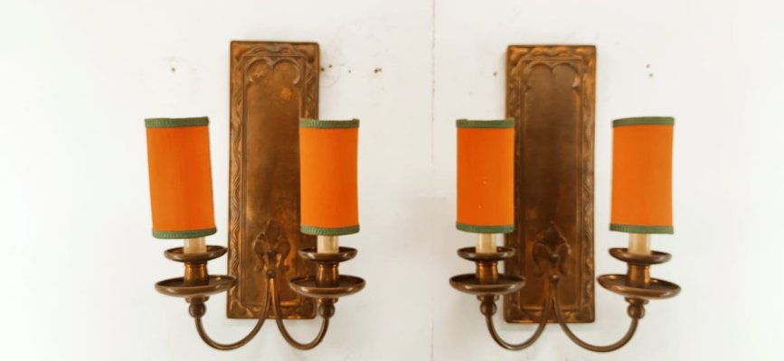 Coppered Brass Wall Sconce with small fans-QLH-1347945