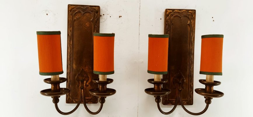 Coppered Brass Wall Sconce with small fans-QLH-1347945