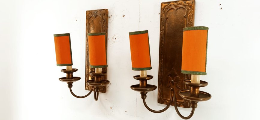 Coppered Brass Wall Sconce with small fans-QLH-1347945