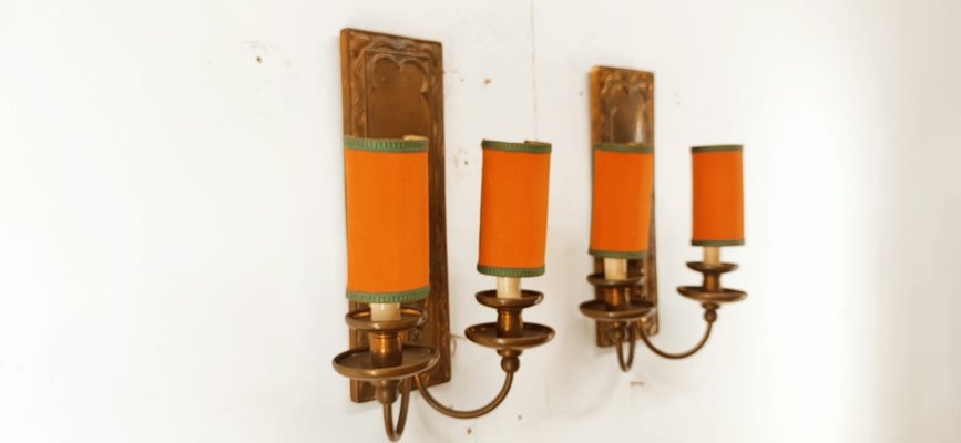 Coppered Brass Wall Sconce with small fans-QLH-1347945