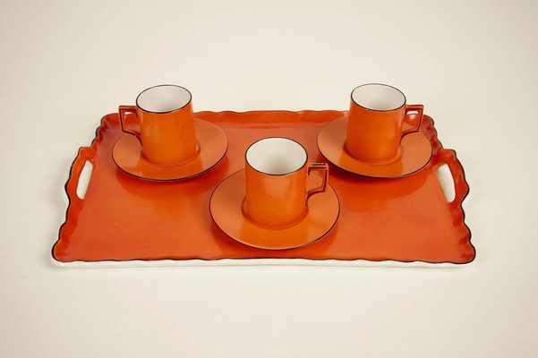 Coral Mocha Set in the Style of Dorothy Draper from Carlsbad, 1930s, Set of 9-BAF-763558