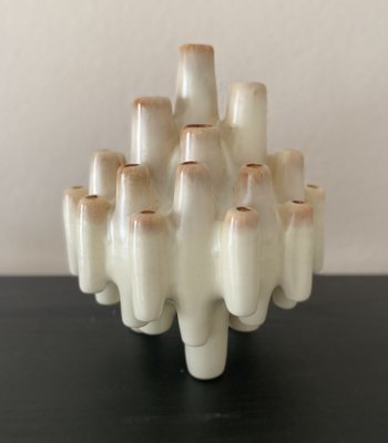 Coral-Shaped Italian Sculptural Beige Ceramic Vase attributed to Bertoncello, 1960s-JO-1746831