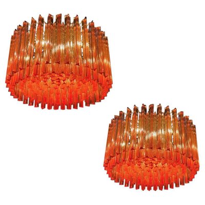 Coral Triedi Crystal Prism Chandeliers, Set of 2-MBH-1032448