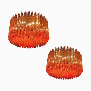 Coral Triedi Crystal Prism Chandeliers, Set of 2-MBH-1032448