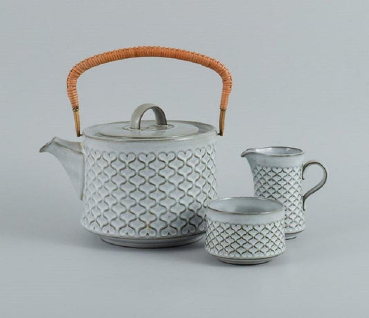 Cordial Tea Service by Jens H. Quistgaard for Bing & Grøndahl / Nissen Kronjyden, 1960s, Set of 3