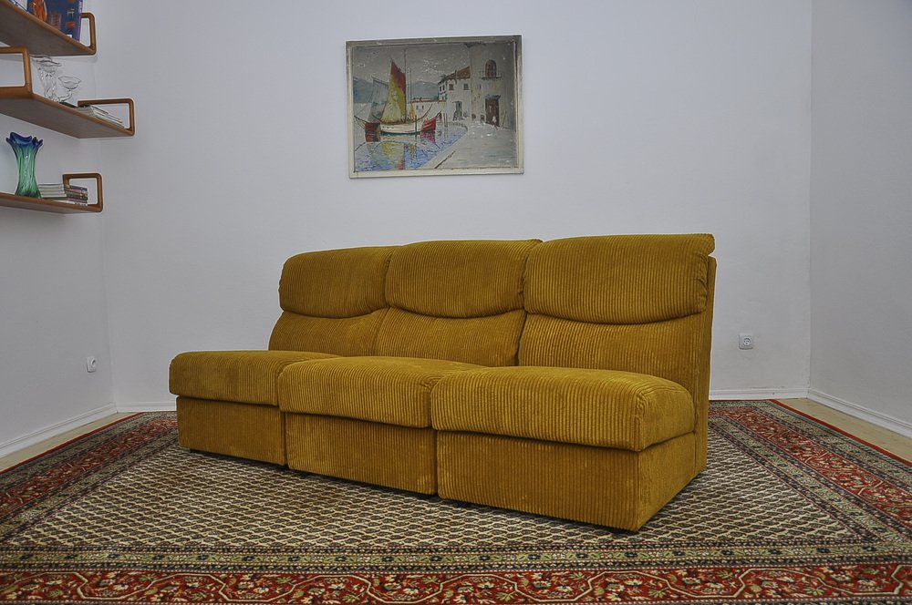 Corduroy Modular Sofa, 1970s, Set of 3