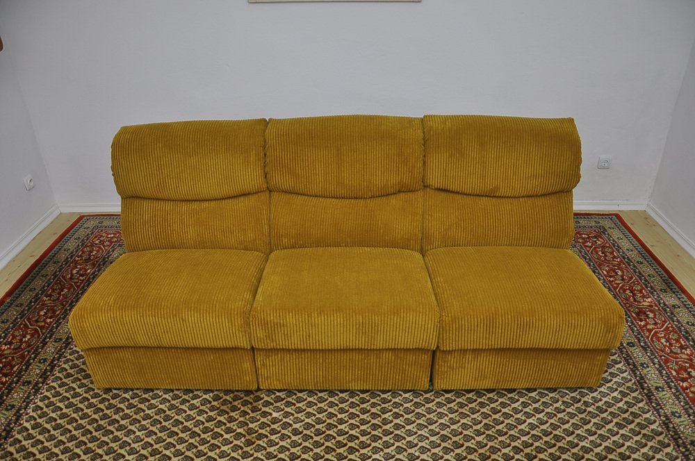 Corduroy Modular Sofa, 1970s, Set of 3