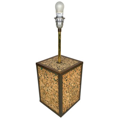 Cork & Brass Table Lamp, Italy, 1970s-LYQ-1171508