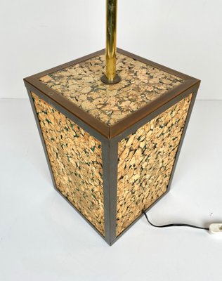 Cork & Brass Table Lamp, Italy, 1970s-LYQ-1171508