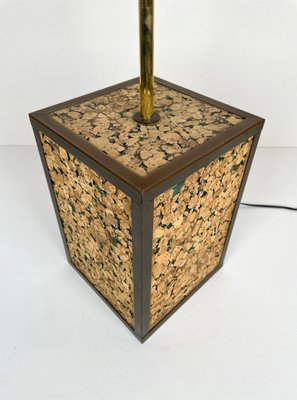 Cork & Brass Table Lamp, Italy, 1970s-LYQ-1171508