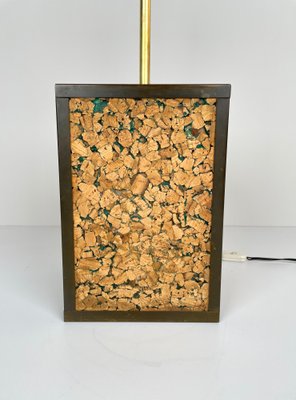 Cork & Brass Table Lamp, Italy, 1970s-LYQ-1171508