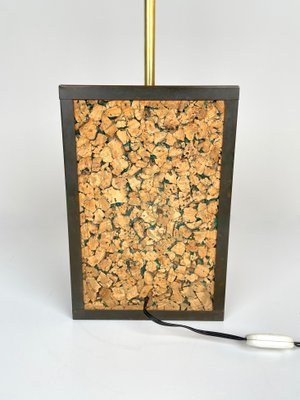 Cork & Brass Table Lamp, Italy, 1970s-LYQ-1171508