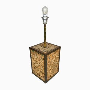 Cork & Brass Table Lamp, Italy, 1970s-LYQ-1171508