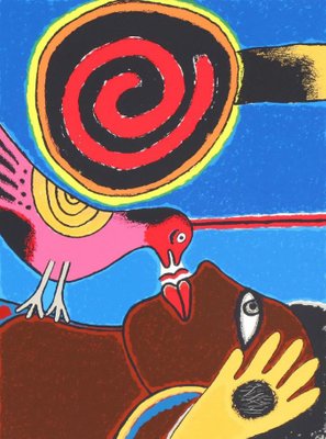 Corneille, Composition with Woman and Bird, 2002, Lithograph-MTD-1399909