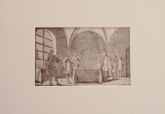 Cornelis Meyssens, Interior Meeting, Etching, 17th Century-ZCI-871777