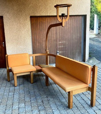 Corner Bench and Incorporated Floor Lamp attributed to Guillerme Et Chambron-DY-1812089