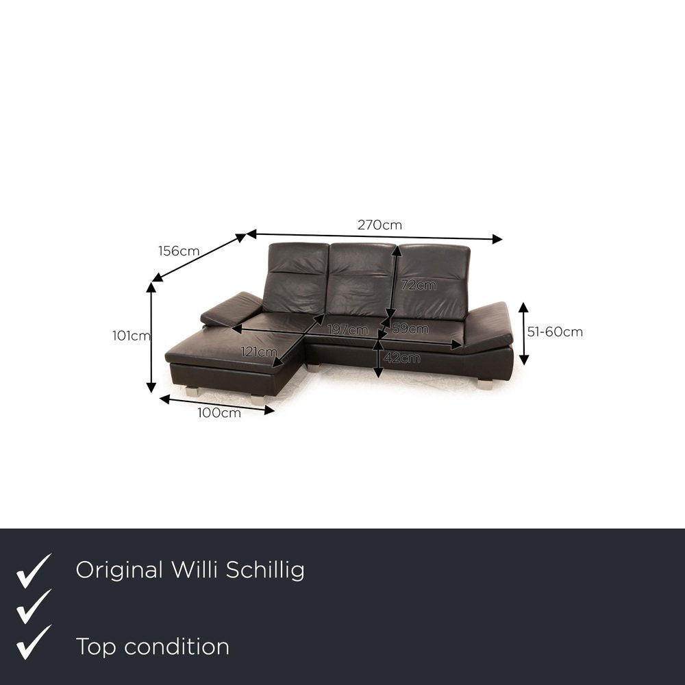 Corner Sofa Black Sofa by Willi Schillig for You Leather