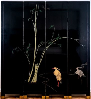 Coromandel Black Lacquer Screen with Four Panels, Early 20th Century-UQL-1723805