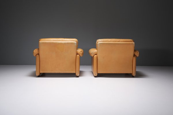 Coronado Chairs in Cognac Leather by Afra & Tobia Scarpa for B&b Italia, Set of 2-ZXL-1726353