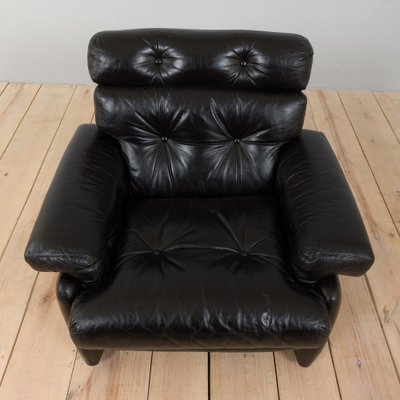 Coronado Lounge Armchair in Black Leather by Tobia Scarpa for C&B Italia, 1960s-UE-1410796