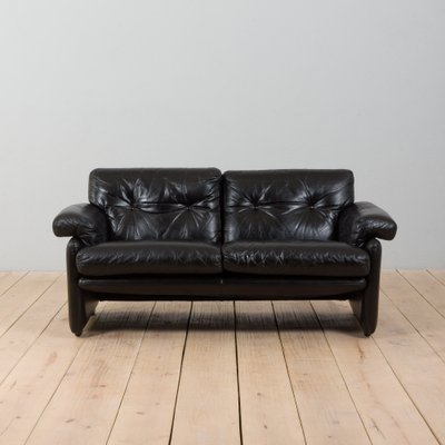 Coronado Sofa in Black Leather by Tobia Scarpa for C&B Italia, 1960s-UE-1410782