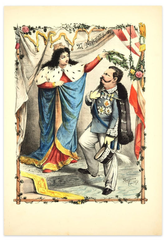 Coronation of Vittorio Emanuele II - Lithograph by A. Maganaro - 1872 1872