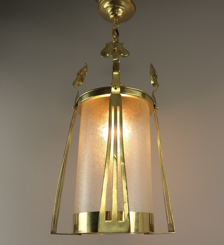 Corridor Lantern with Original Shade from Wiener Werkstätte, 1890s