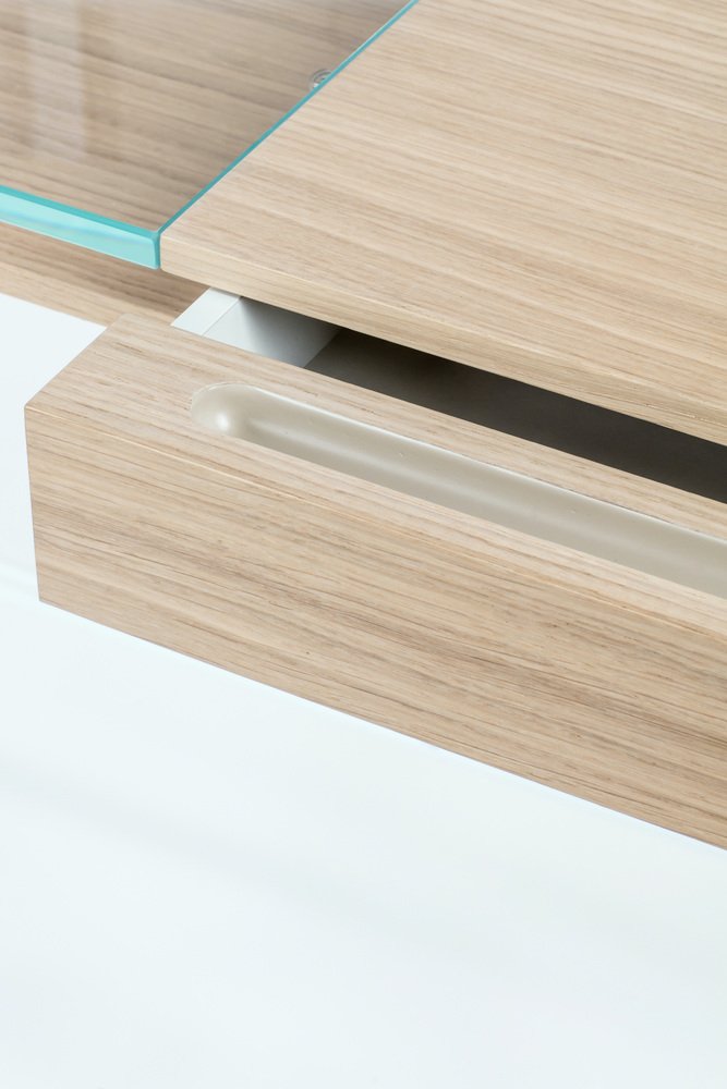 Cosimo Desk with Natural Oak Veneer and Glass Top by Marco Zanuso Jr. for Adentro, 2023