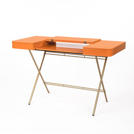 Cosimo Desk with Orange Glossy Lacquered Top by Marco Zanuso Jr. for Adentro