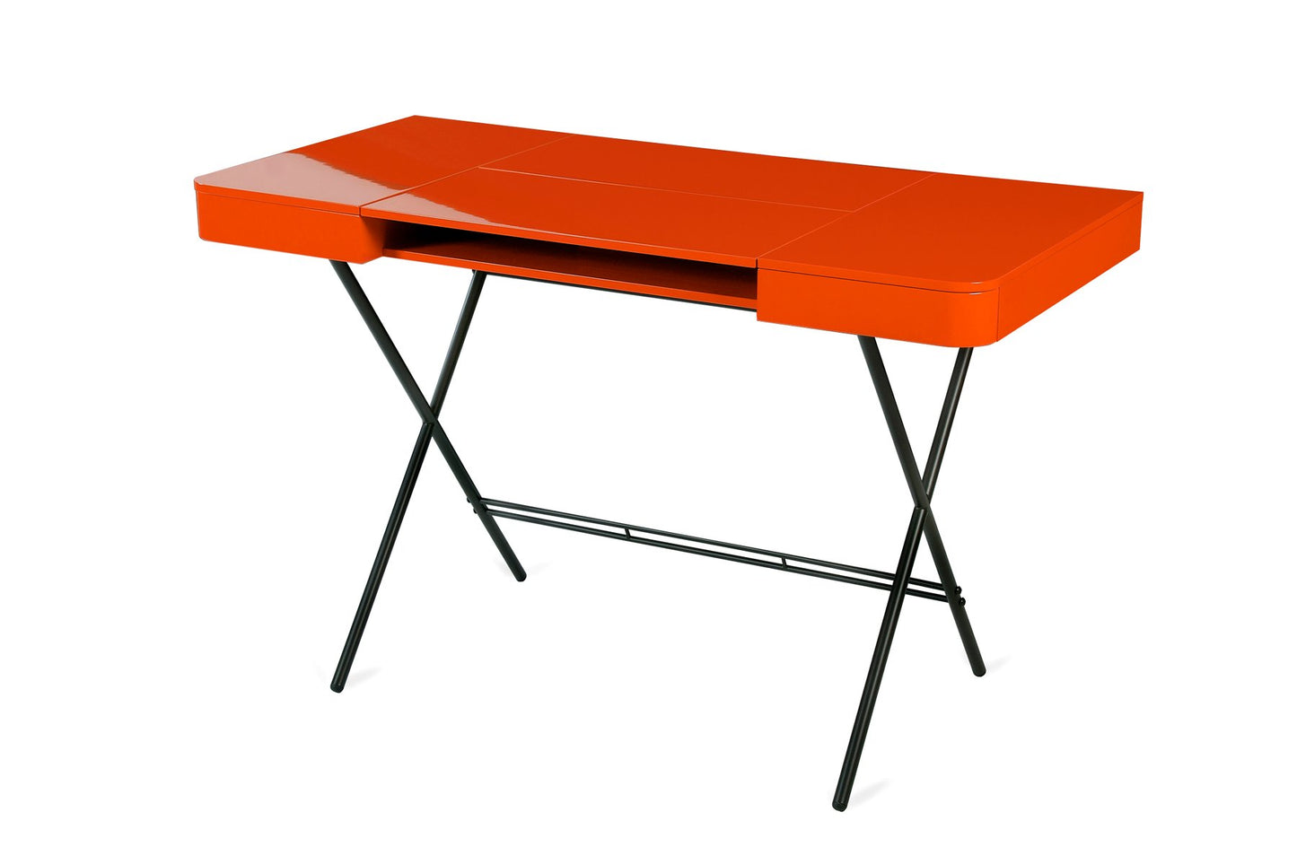 Cosimo Desk with Orange Glossy Lacquered Top by Marco Zanuso Jr. for Adentro, 2017