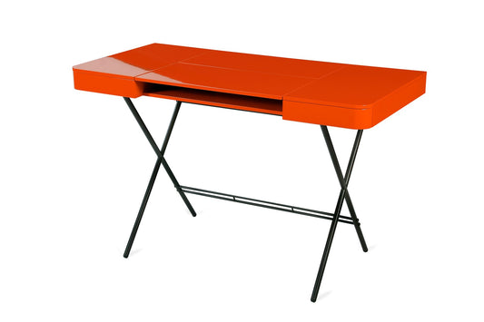 Cosimo Desk with Orange Glossy Lacquered Top by Marco Zanuso Jr. for Adentro, 2017