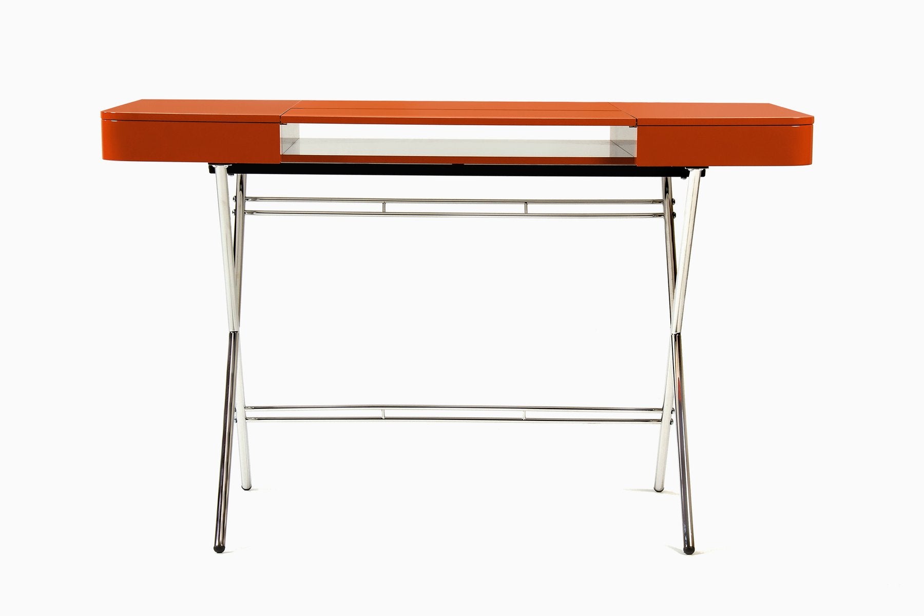 Cosimo Desk with Orange Glossy Lacquered Top by Marco Zanuso Jr. for Adentro, 2017